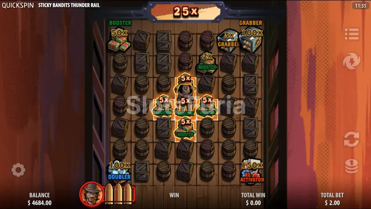Ronda de giros gratis activada en Sticky Bandits Thunder Rail