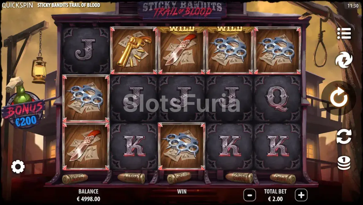 Juego base de Sticky Bandits Trail of Blood con los cinco rodillos activos