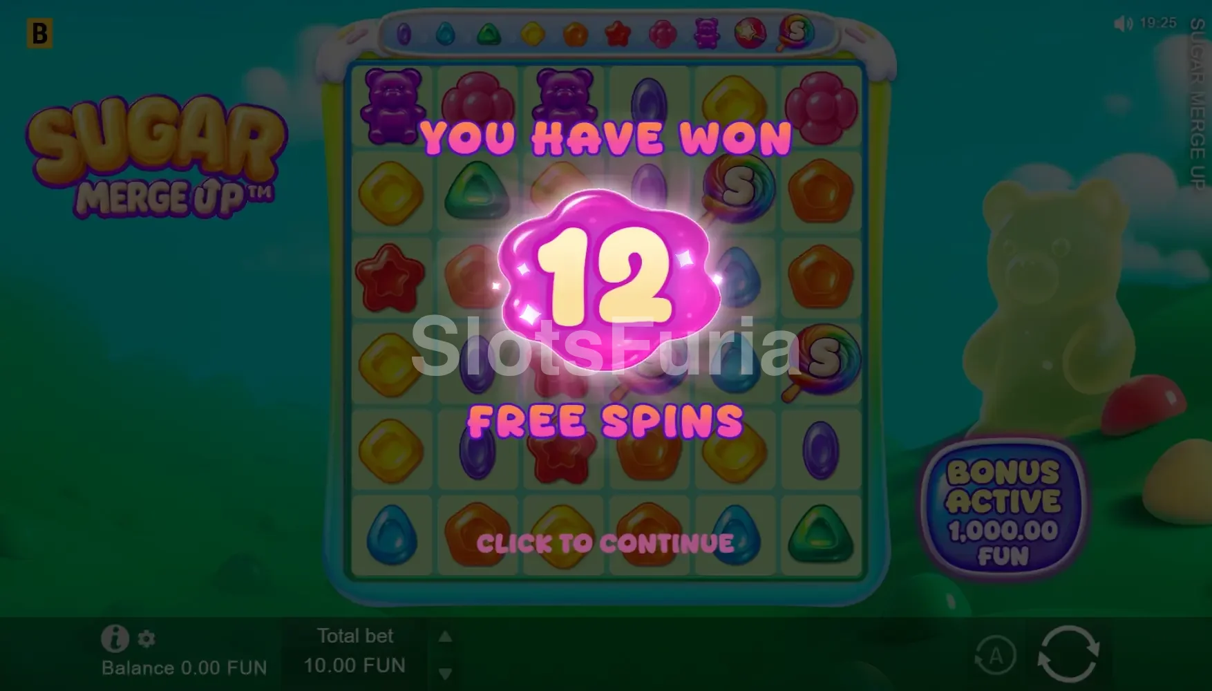 Ronda de giros gratuitos activa en Sugar Merge Up con mejoras de símbolos