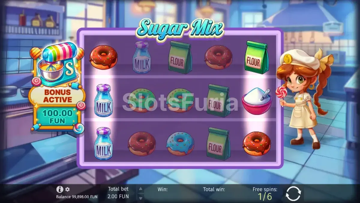 Ronda de giros gratuitos en Sugar Mix con función Swap activa