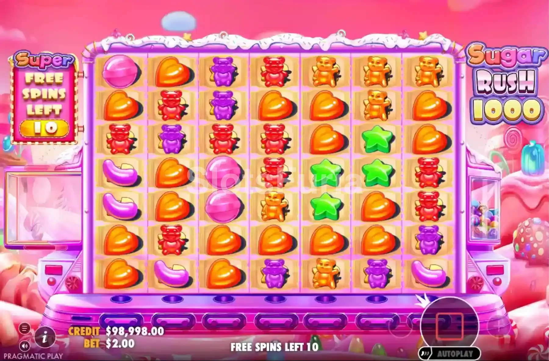 Ronda de giros gratuitos activa en Sugar Rush 1000