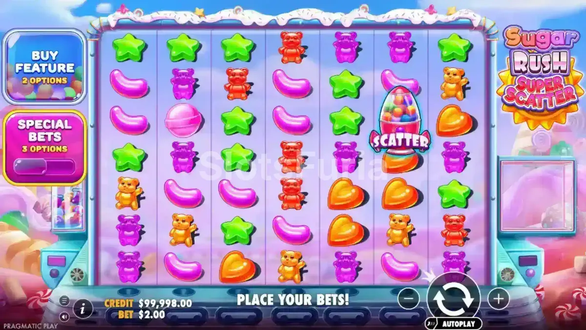 Pantalla principal del juego base de Sugar Rush Super Scatter