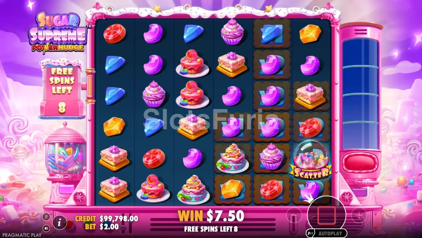 Ronda de tiradas gratis en Sugar Supreme Powernudge con multiplicadores activos