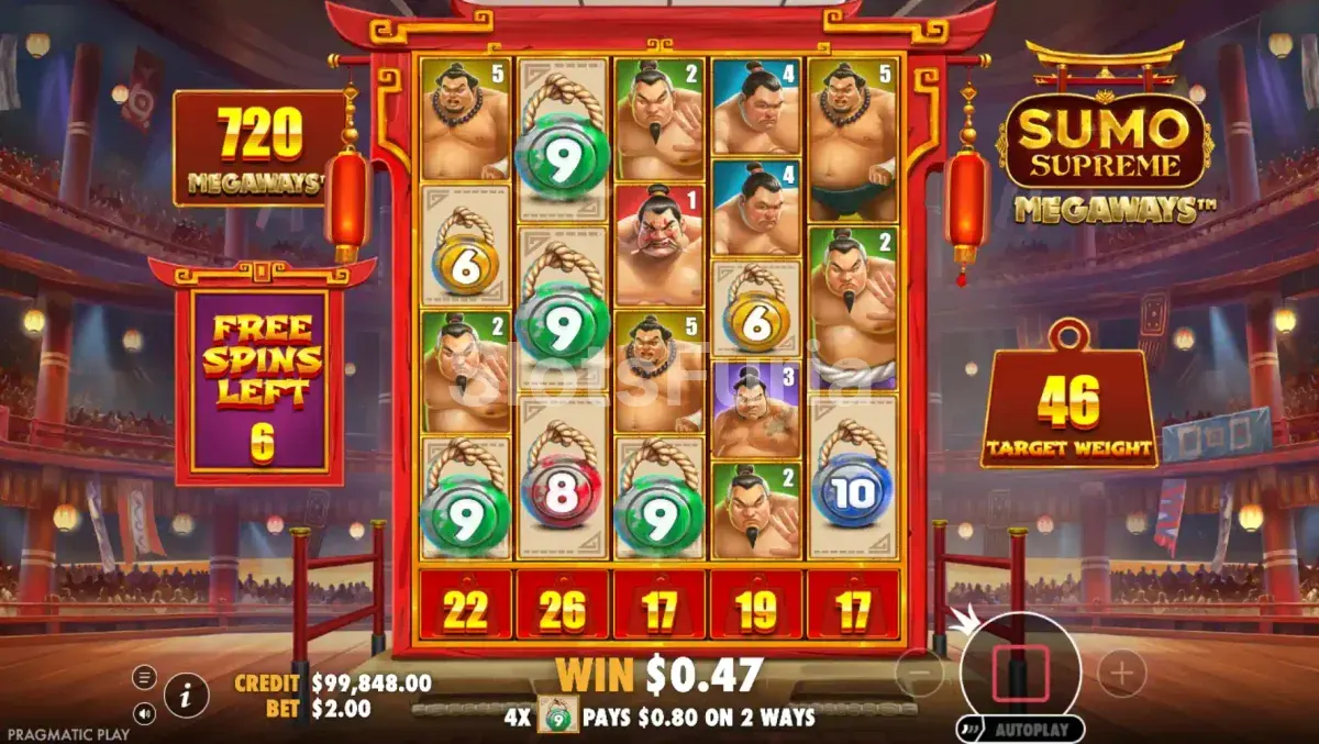 Ronda de giros gratuitos activada en Sumo Supreme Megaways