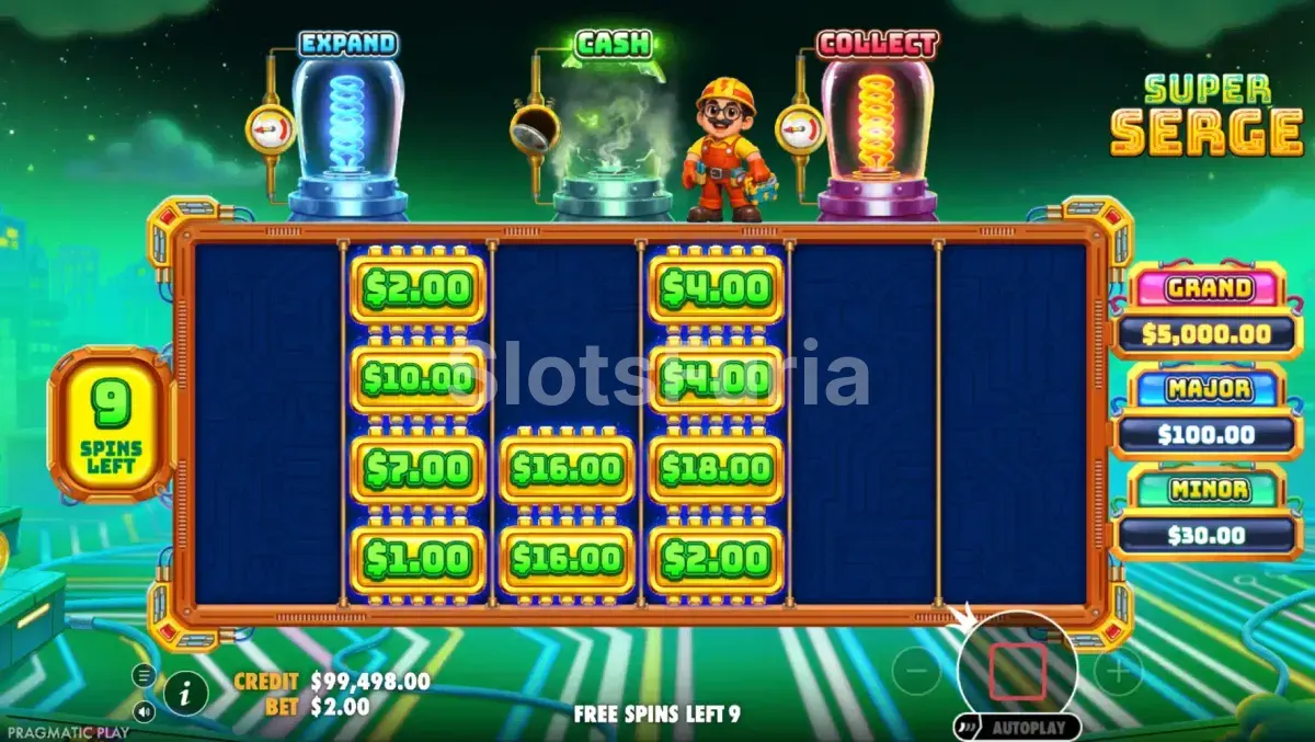 Ronda de tiradas gratis en Super Serge con multiplicadores activos