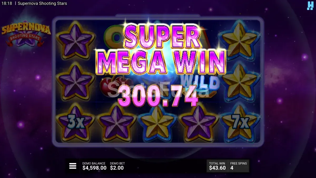 Premio destacado en Supernova Shooting Stars con multiplicadores wild acumulados