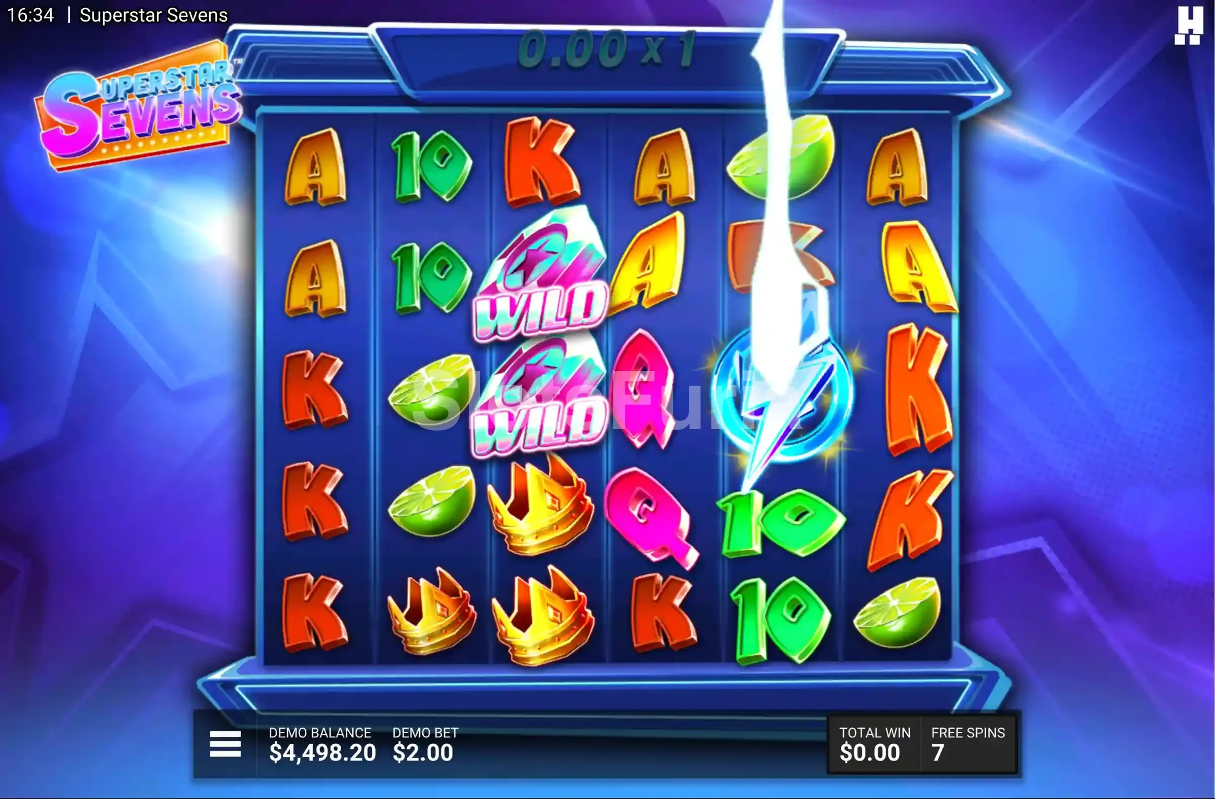 Ronda de giros gratuitos de Superstar Sevens en plena acción