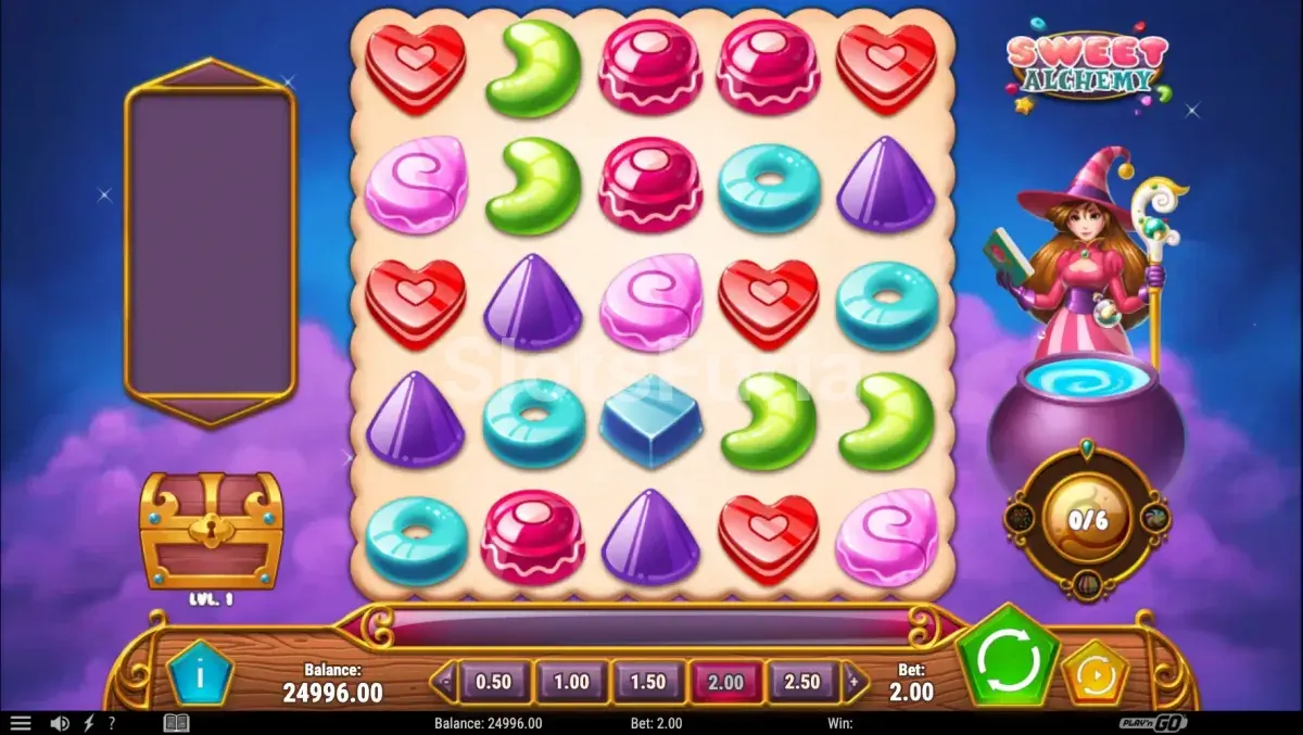 Segunda vista del tablero de Sweet Alchemy mostrando las pociones en acción