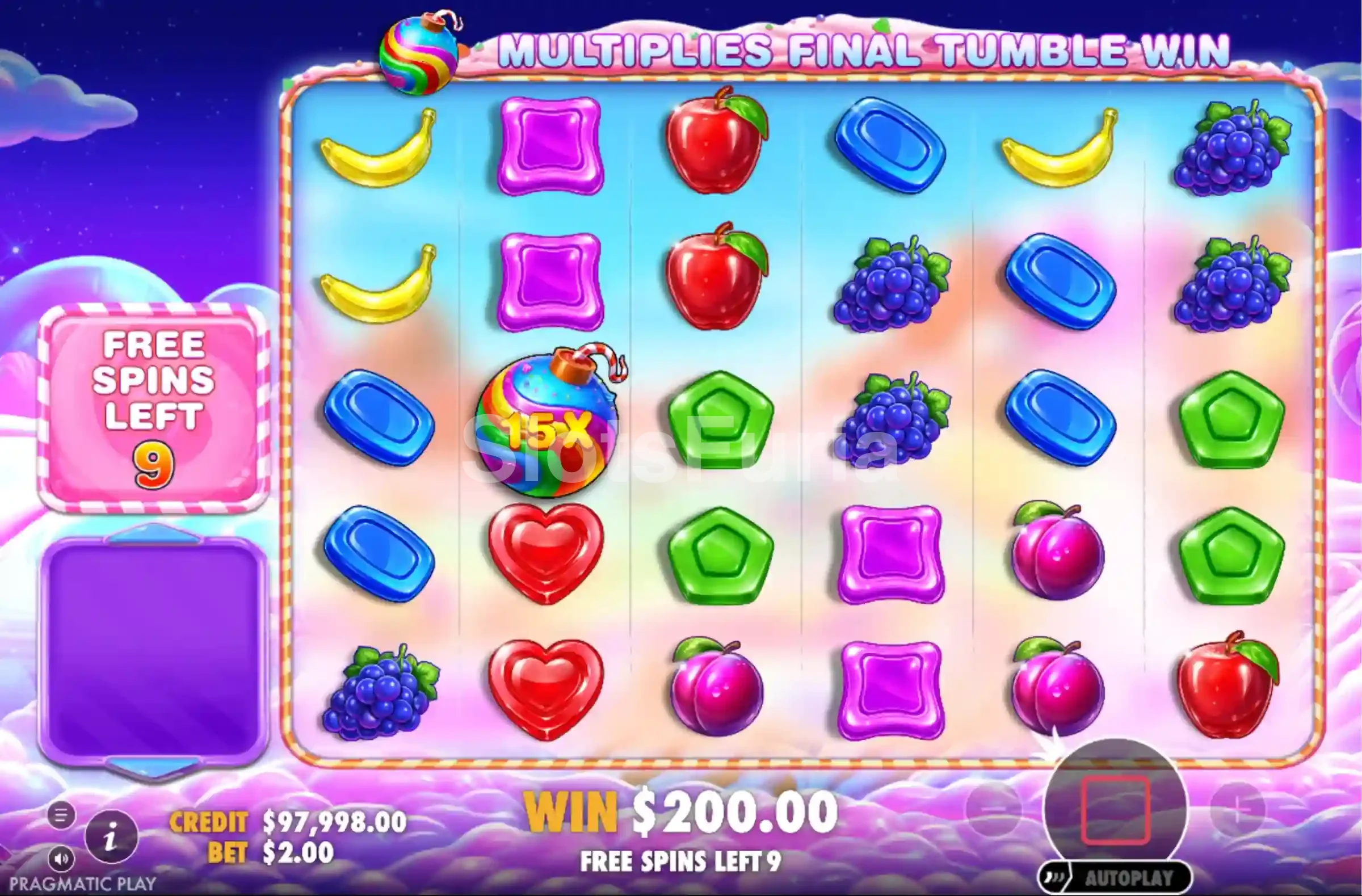 Modo de tiradas gratuitas activo en Sweet Bonanza 2500