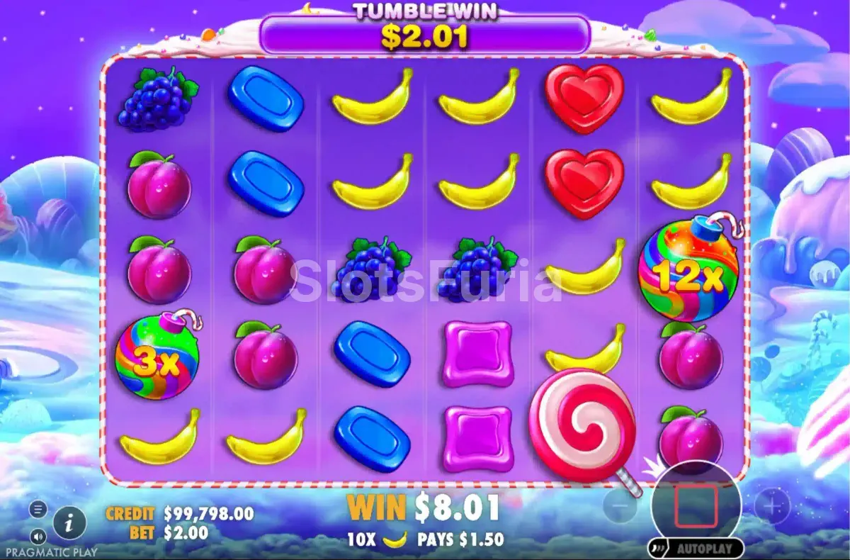 Ronda de giros gratis de Sweet Bonanza con bombas de multiplicador