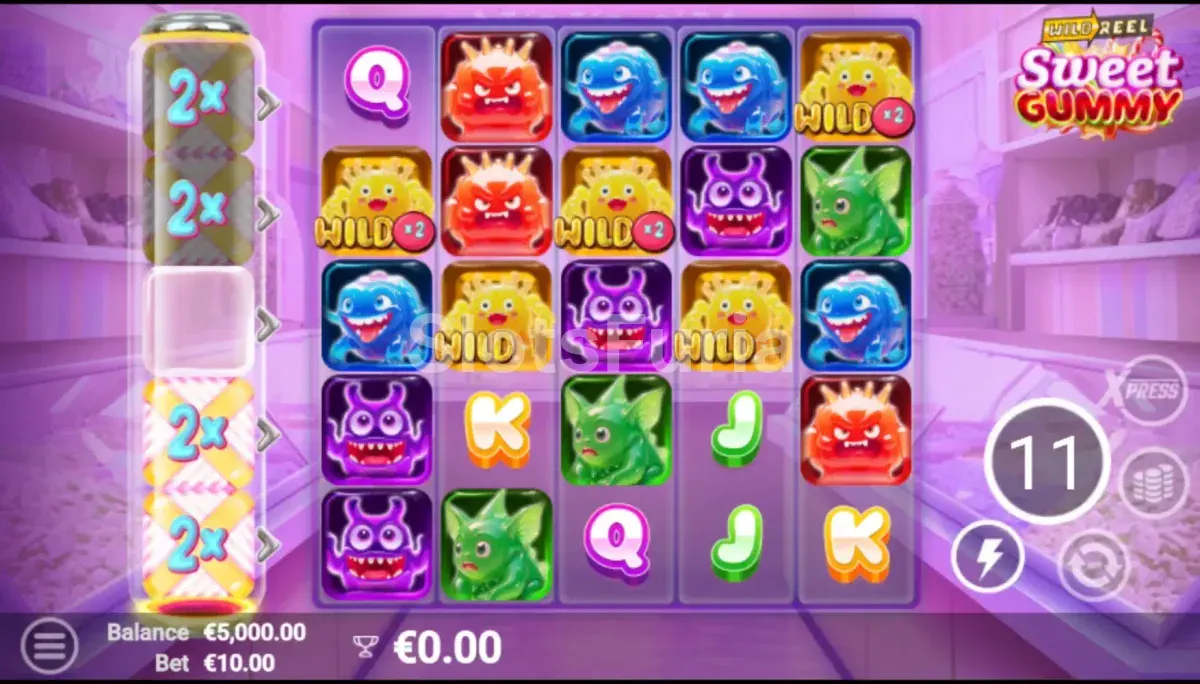 Ronda de giros gratis activada en Sweet Gummy