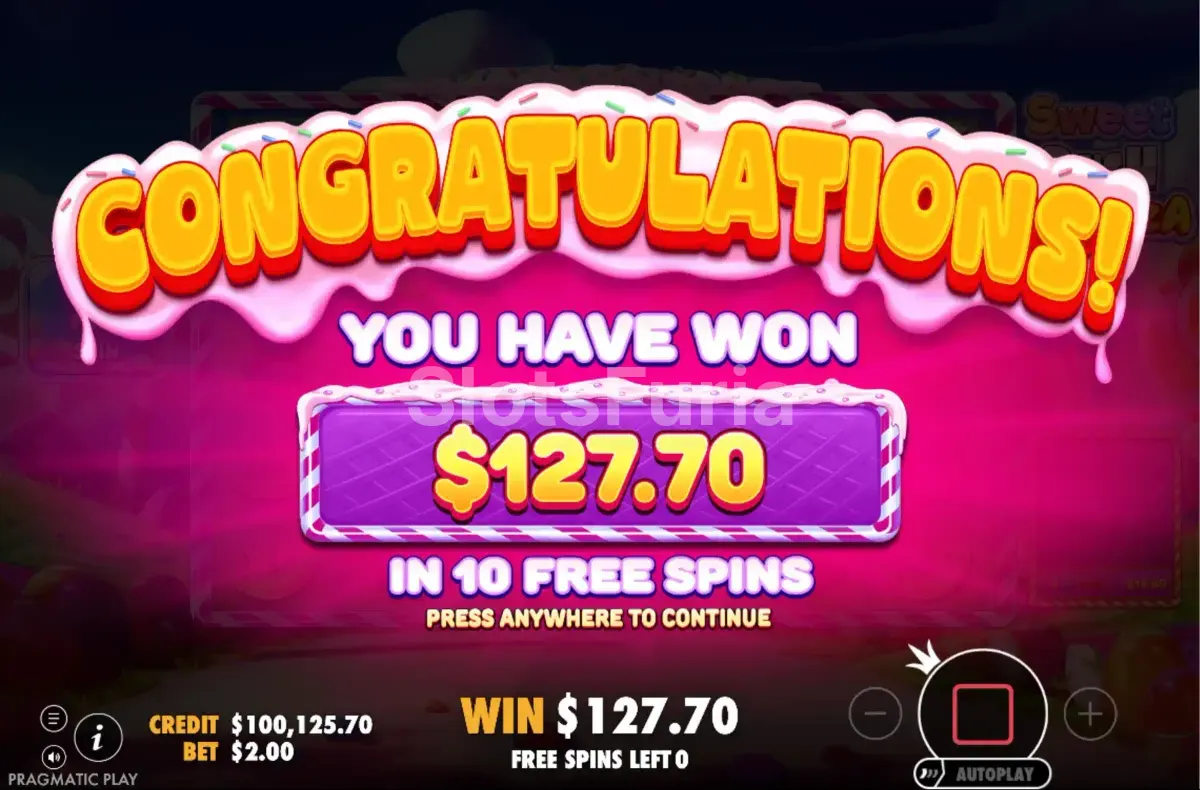 Gran premio en Sweet Rush Bonanza durante el bono