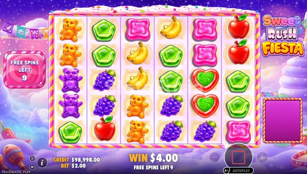 Ronda de Free Spins en Sweet Rush Fiesta con multiplicadores activos