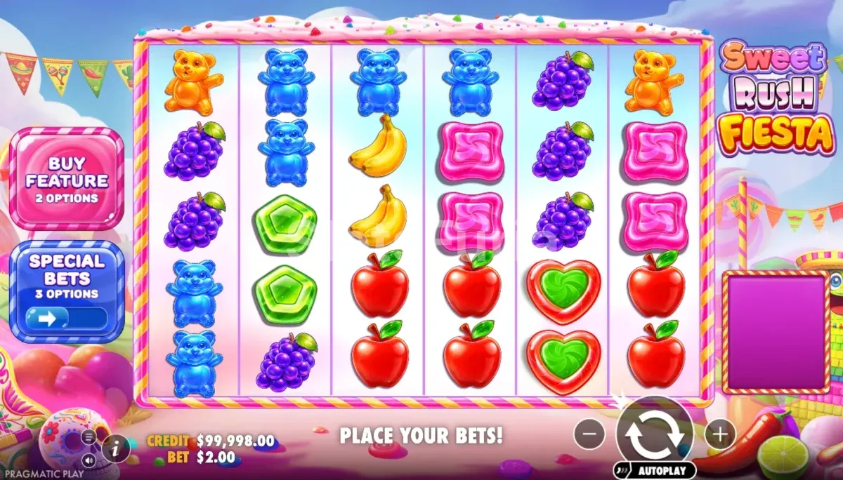 Pantalla del juego base de Sweet Rush Fiesta