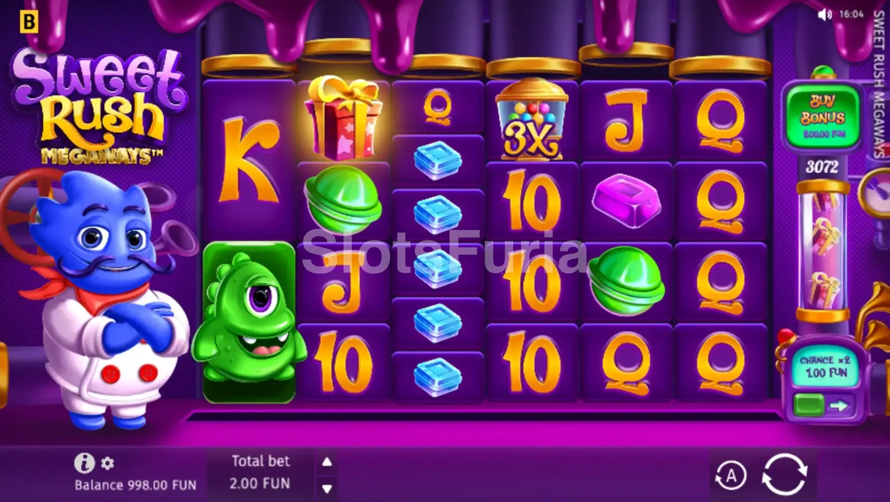 Pantalla principal del juego base de Sweet Rush Megaways