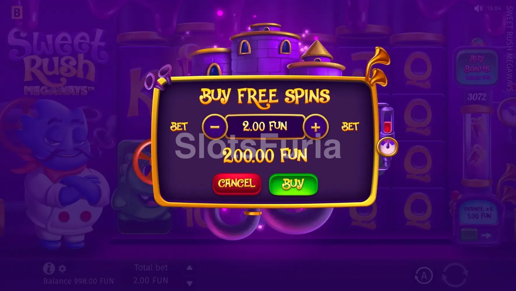 Opción de compra de bono disponible en Sweet Rush Megaways