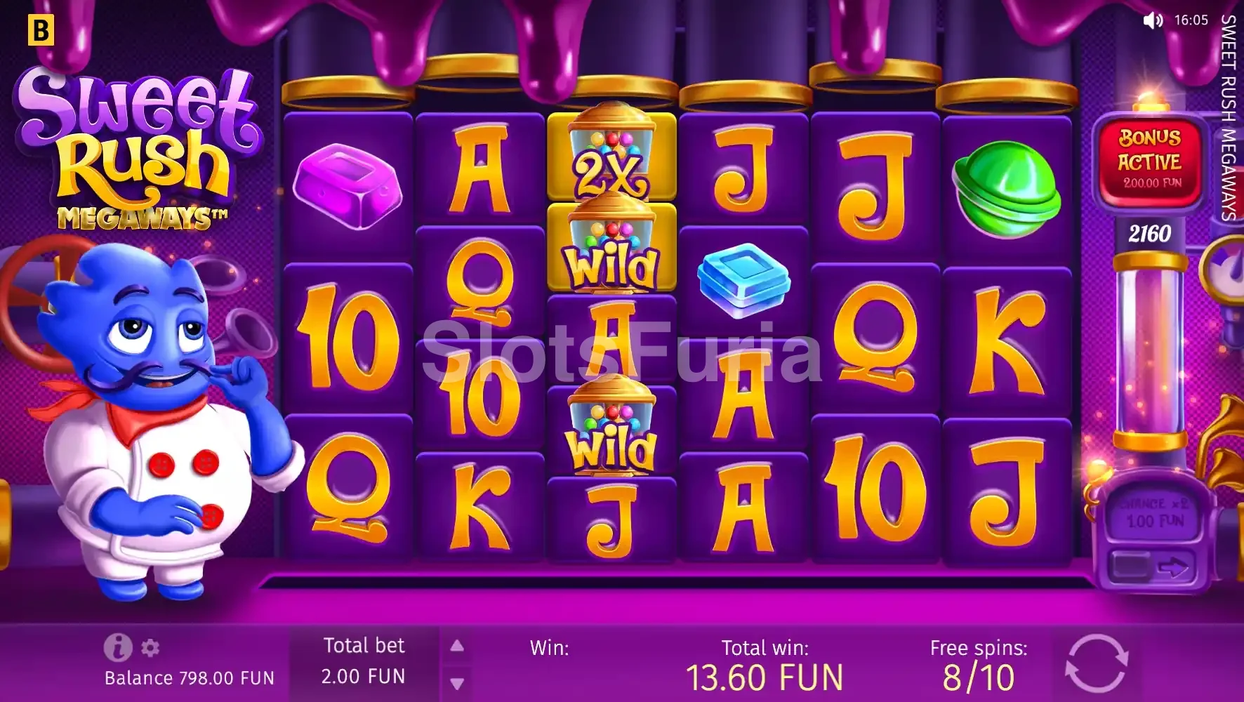 Ronda de tiradas gratuitas con wilds pegajosos en Sweet Rush Megaways