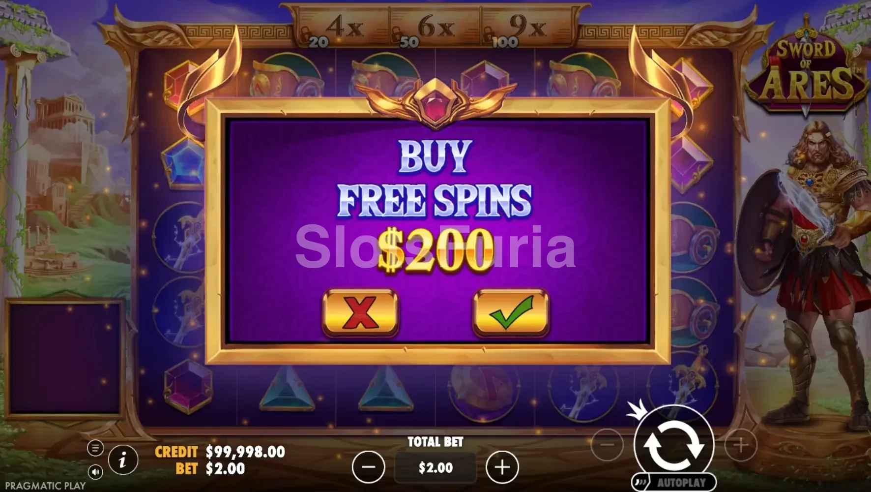 Función de compra de bono disponible en Sword of Ares