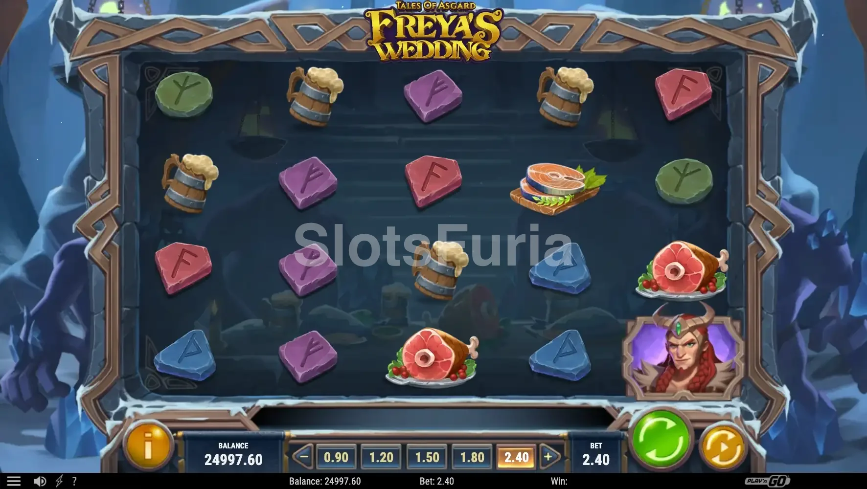 Pantalla principal de Tales of Asgard Freya's Wedding con los rodillos en acción