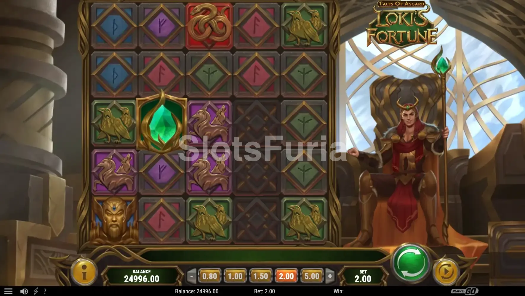 Segunda vista del juego base de Tales of Asgard Lokis Fortune en acción