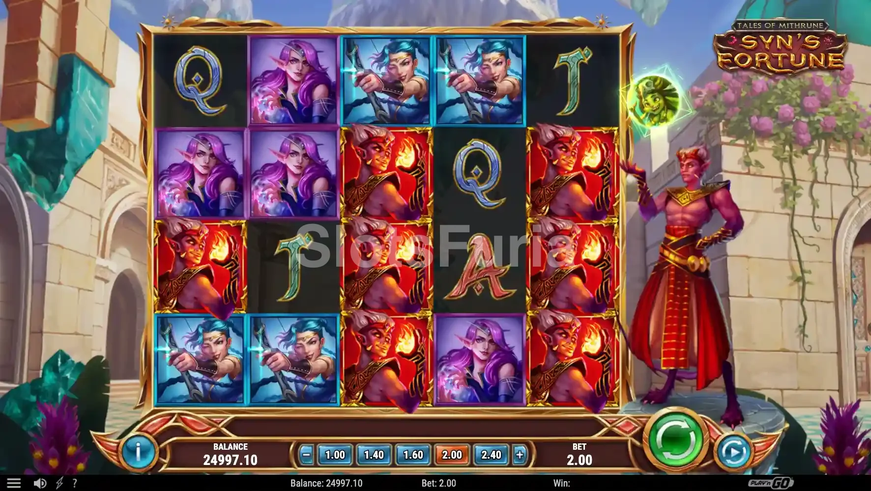 Pantalla principal de Tales of Mithrune Syn's Fortune con los héroes del reino