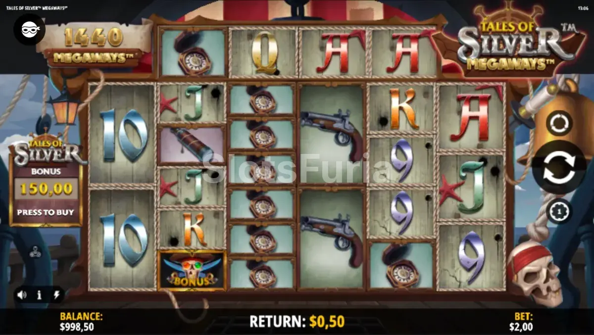 Pantalla principal del juego base en Tales of Silver Megaways