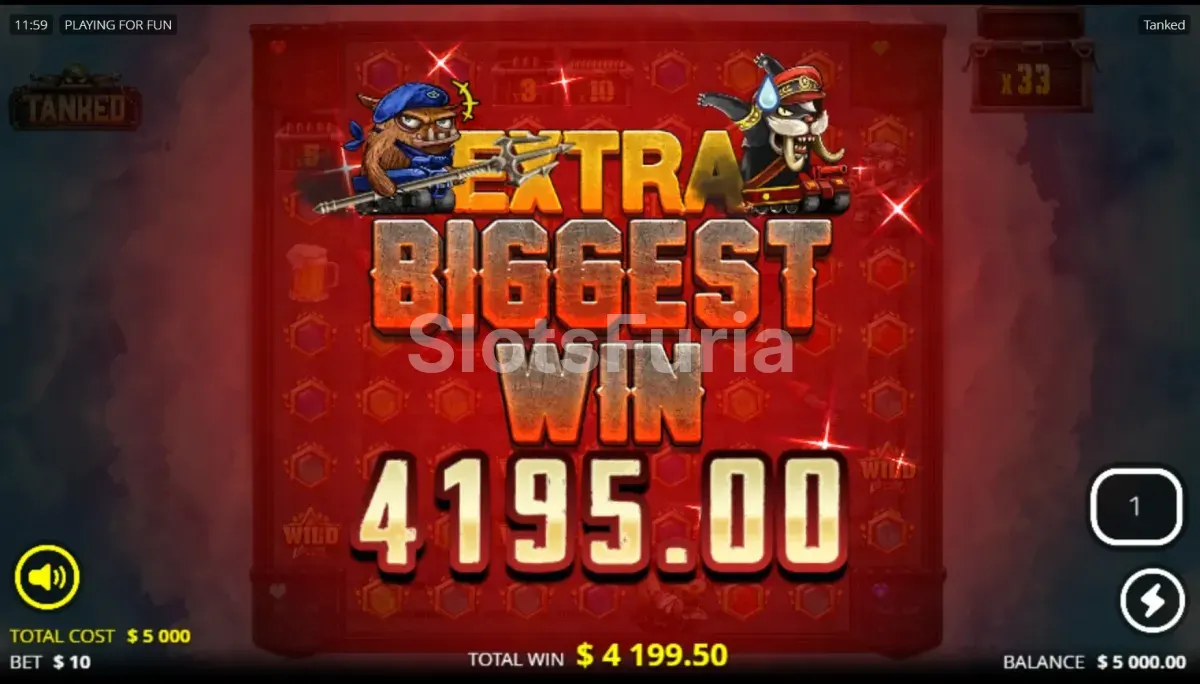Pantalla de gran victoria conseguida en Tanked con multiplicadores activos