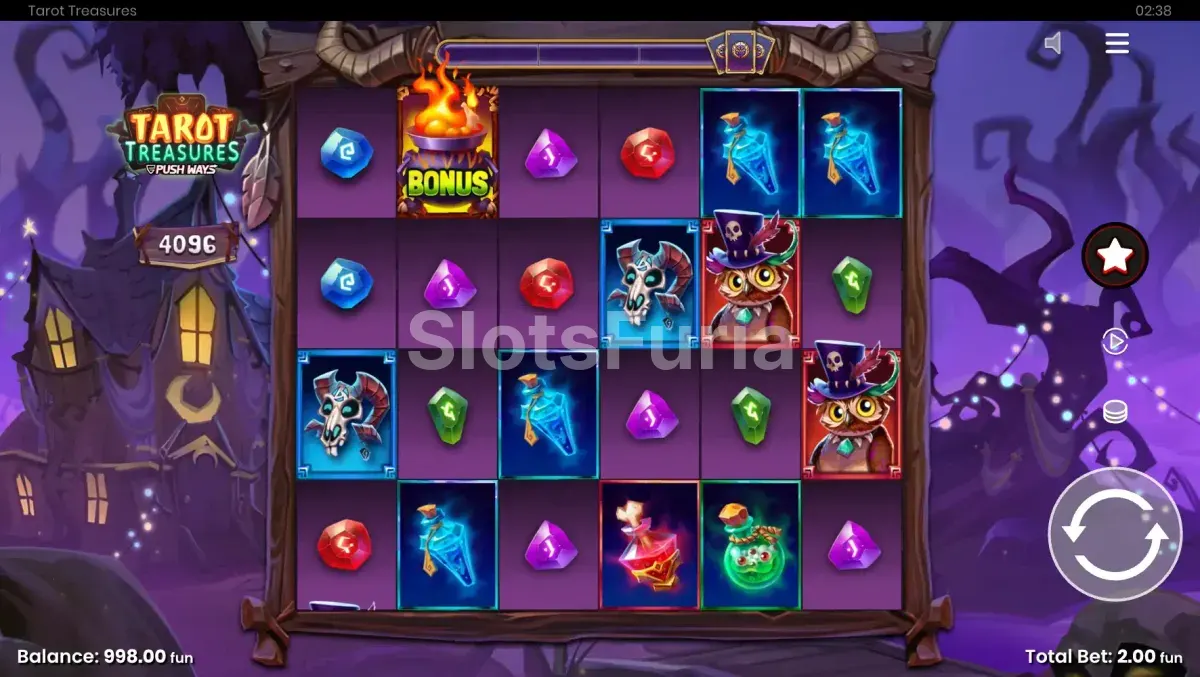 Pantalla principal del juego base de Tarot Treasures
