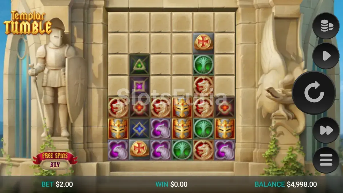 Pantalla principal del juego base de Templar Tumble