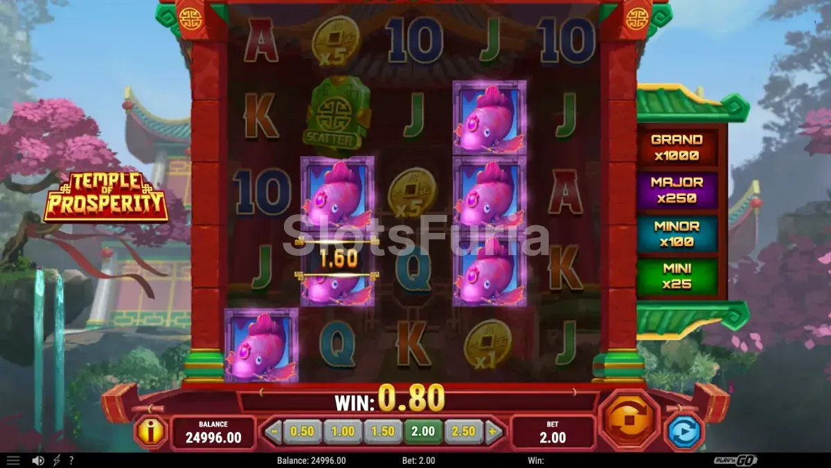Temple of Prosperity en modo giros gratis con multiplicadores activos