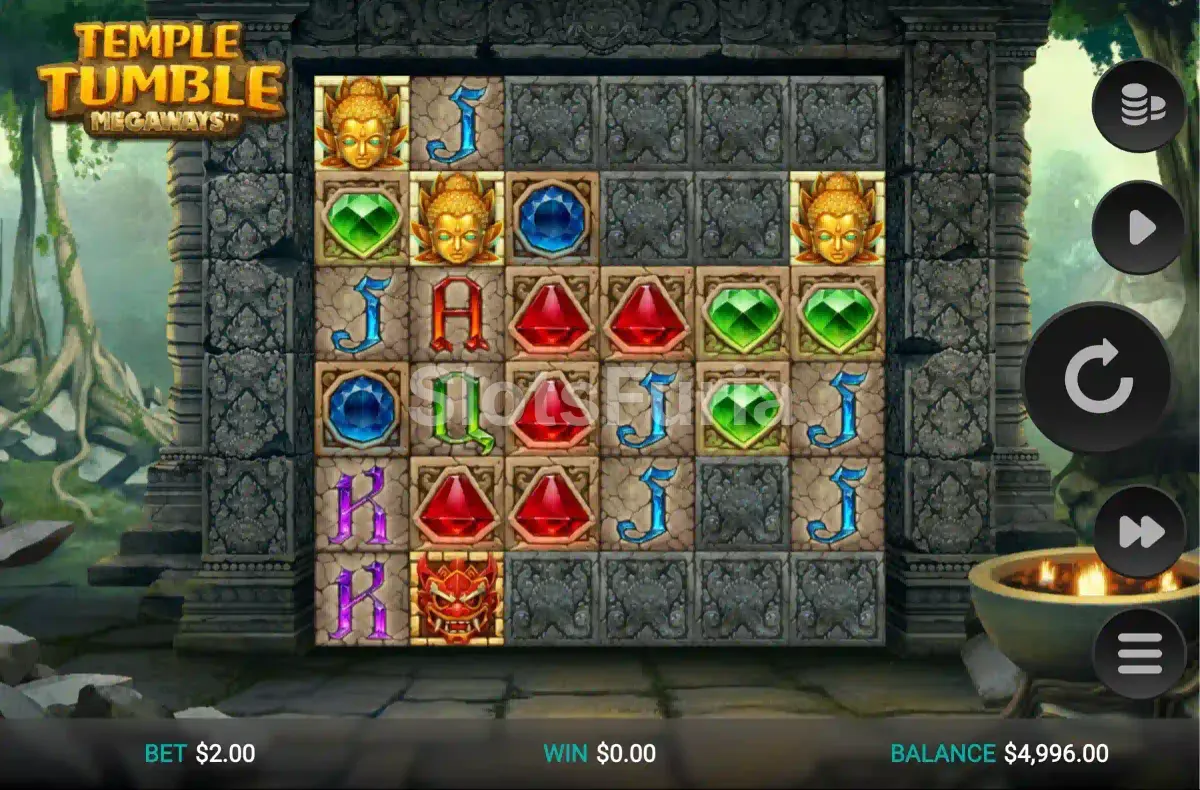 Bonus de tiradas gratuitas activo en Temple Tumble Megaways con multiplicadores