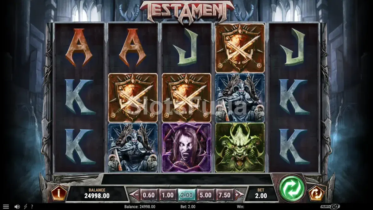 Pantalla principal de Testament, tragamonedas de Play'n GO