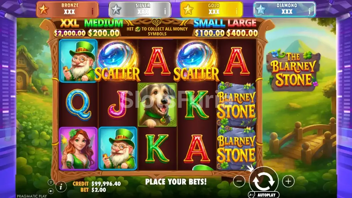 Pantalla principal de The Blarney Stone con el tablero de juego base
