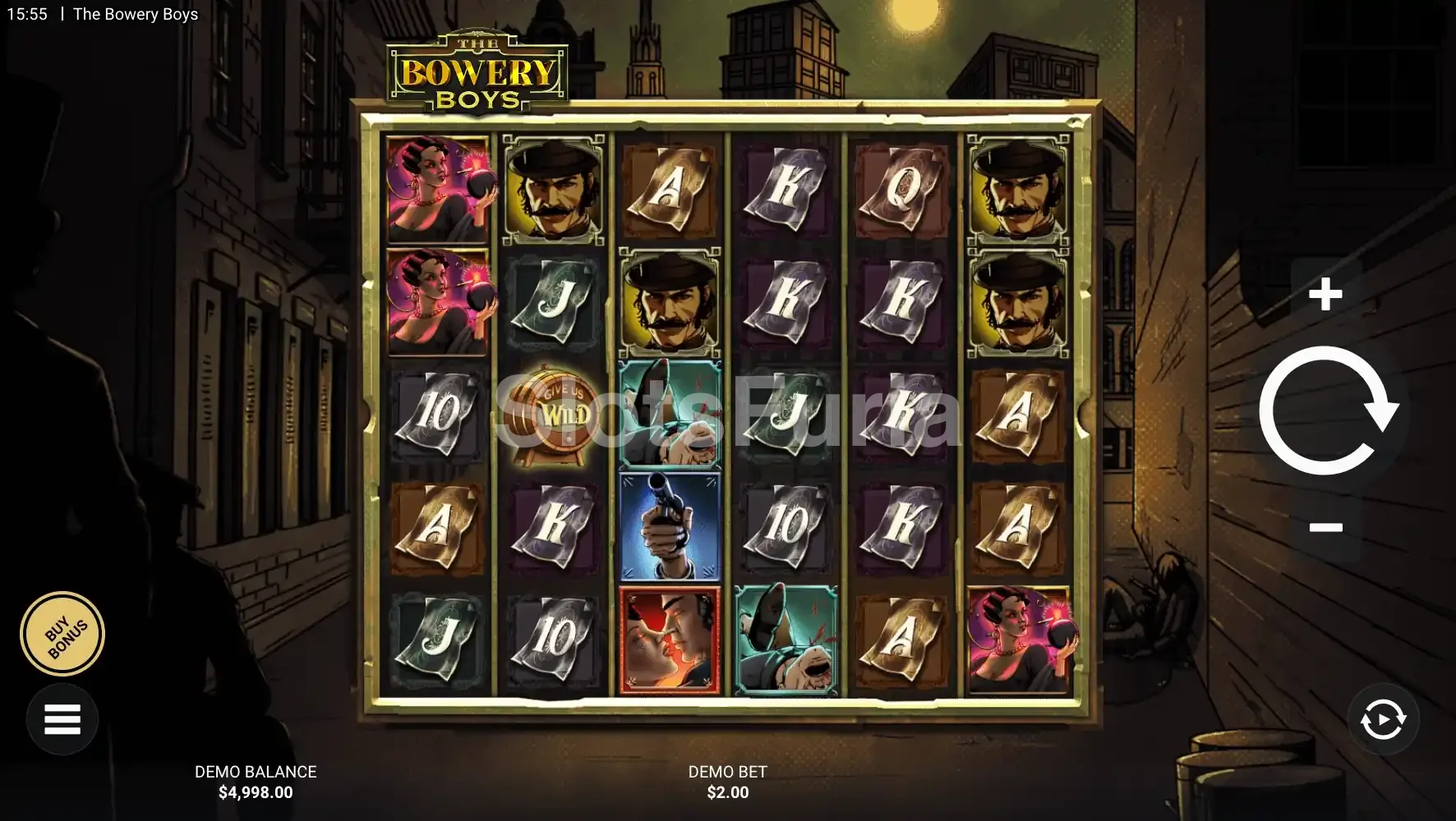 Juego base de The Bowery Boys, tragamonedas de Hacksaw Gaming