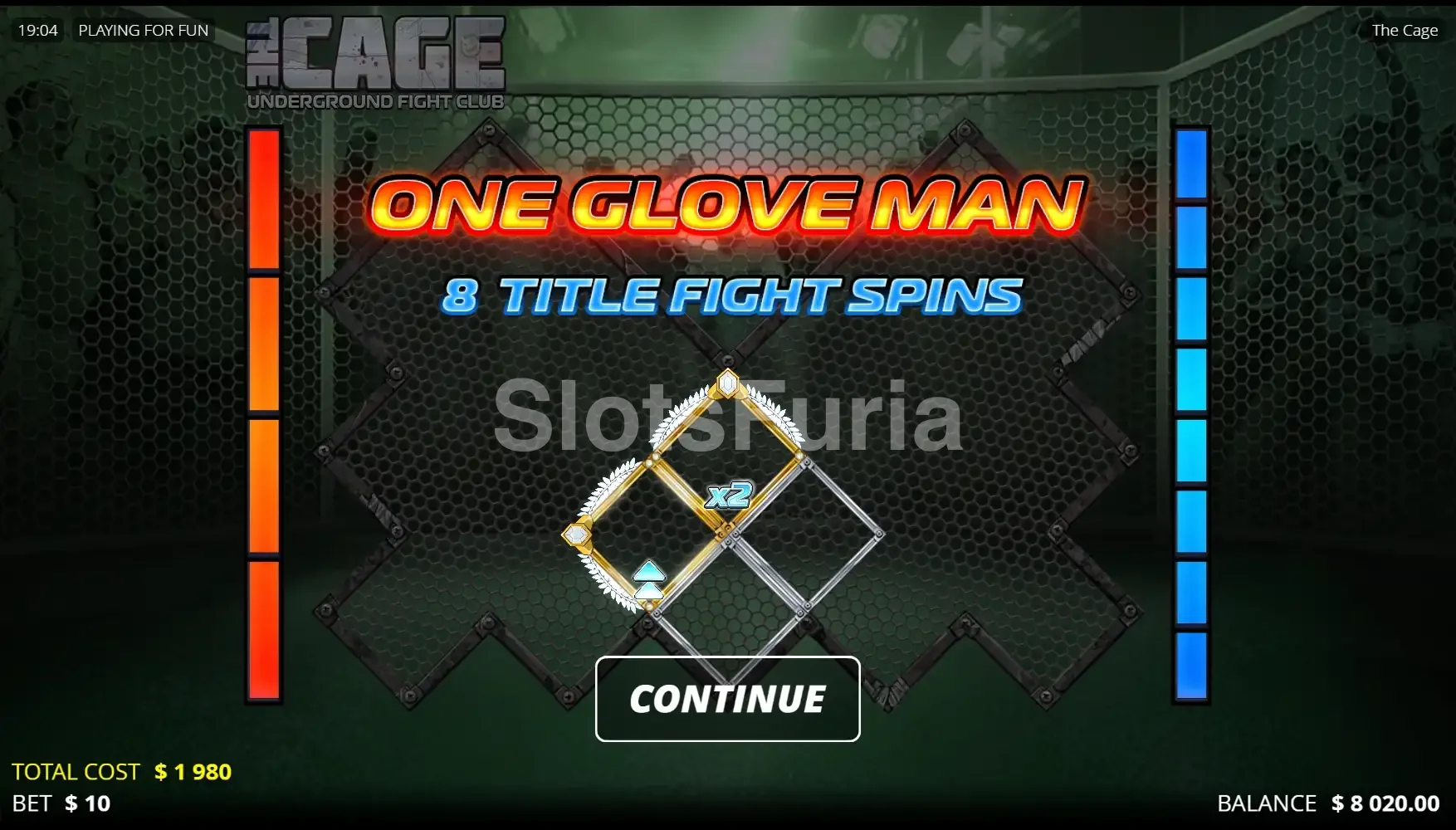 Ronda de giros gratis de The Cage con multiplicadores activos