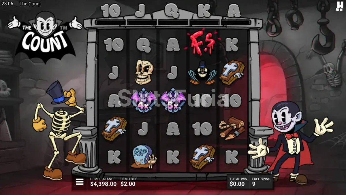 Ronda de giros gratis activa en The Count con multiplicadores visibles