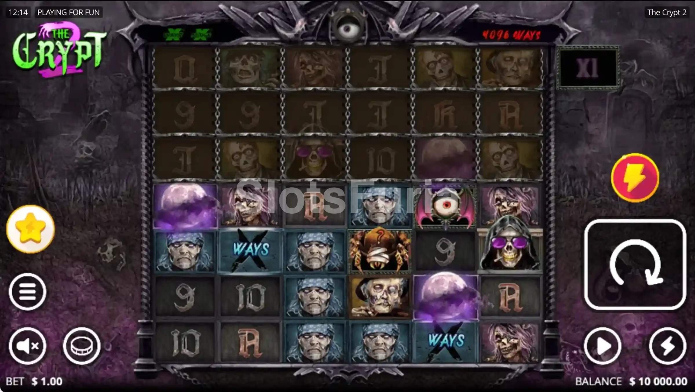 Juego base de The Crypt 2 con las filas superiores bloqueadas