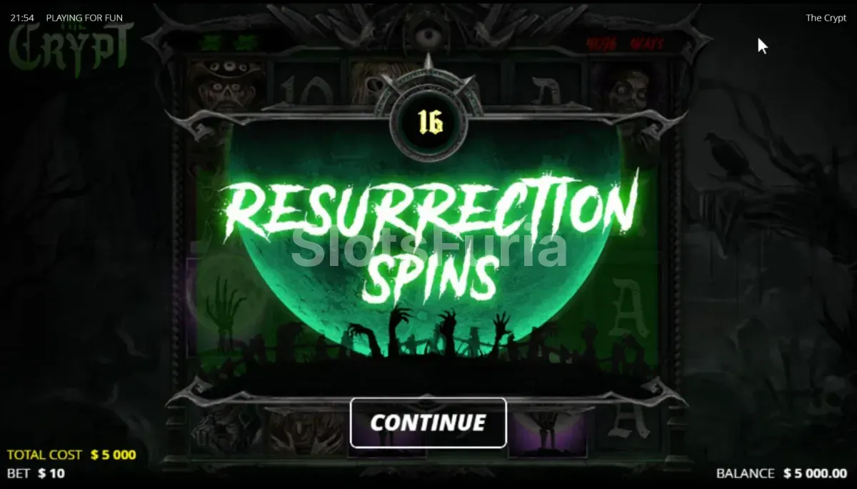 Modo de giros gratuitos de The Crypt con multiplicadores activos