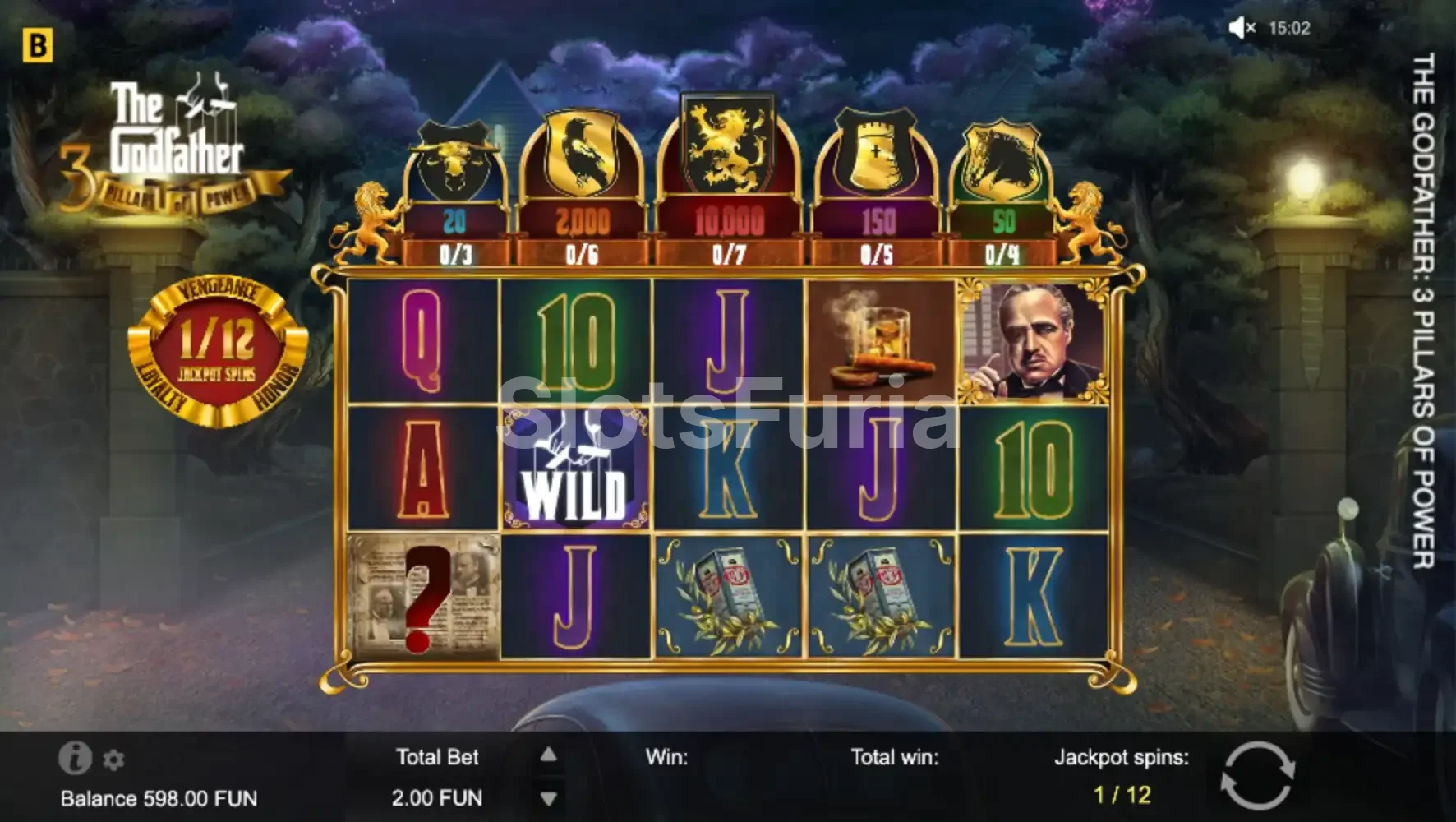 Ronda de giros gratis activa en The Godfather 3 Pillars of Power