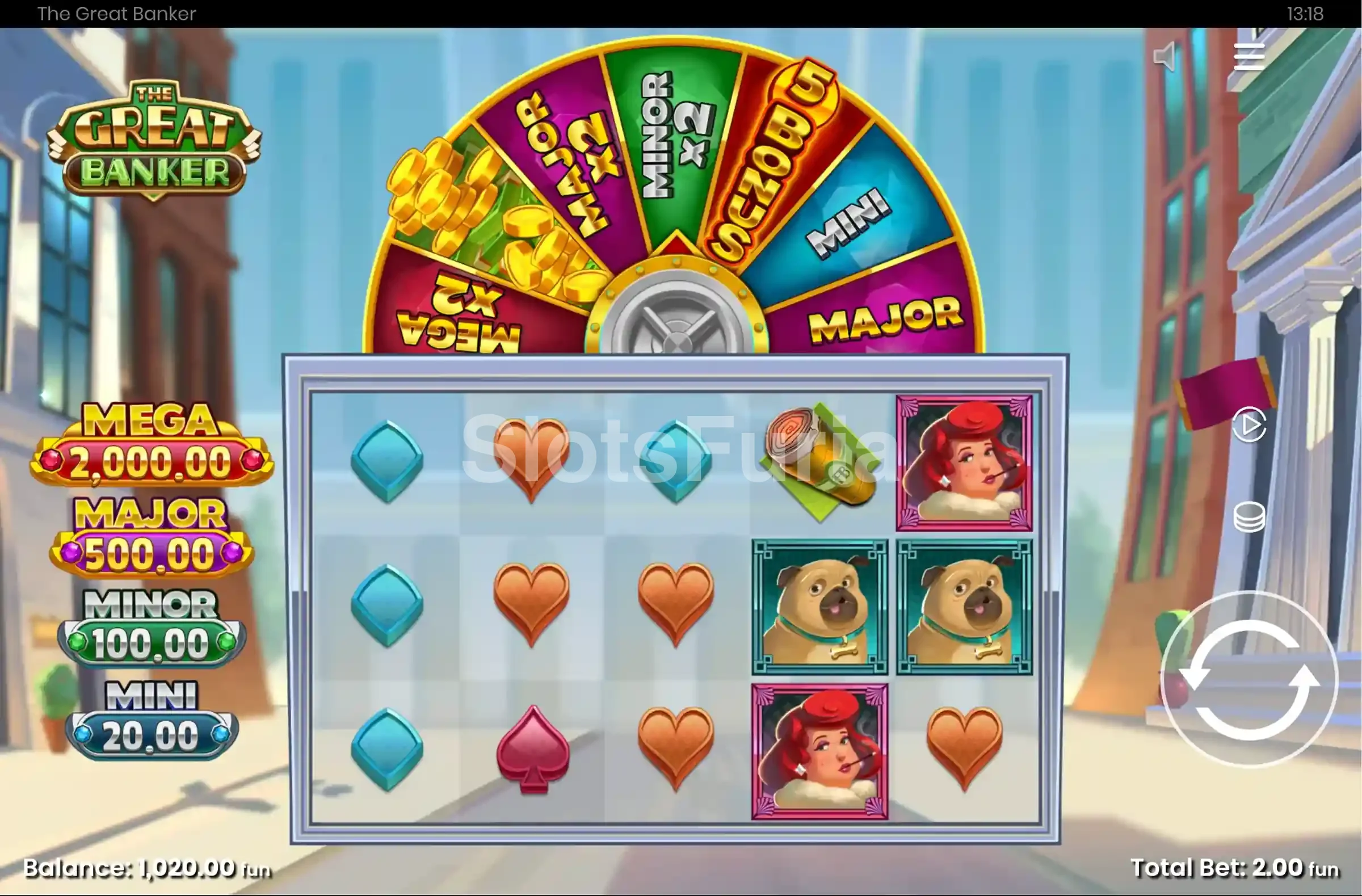 Pantalla principal del juego base en The Great Banker