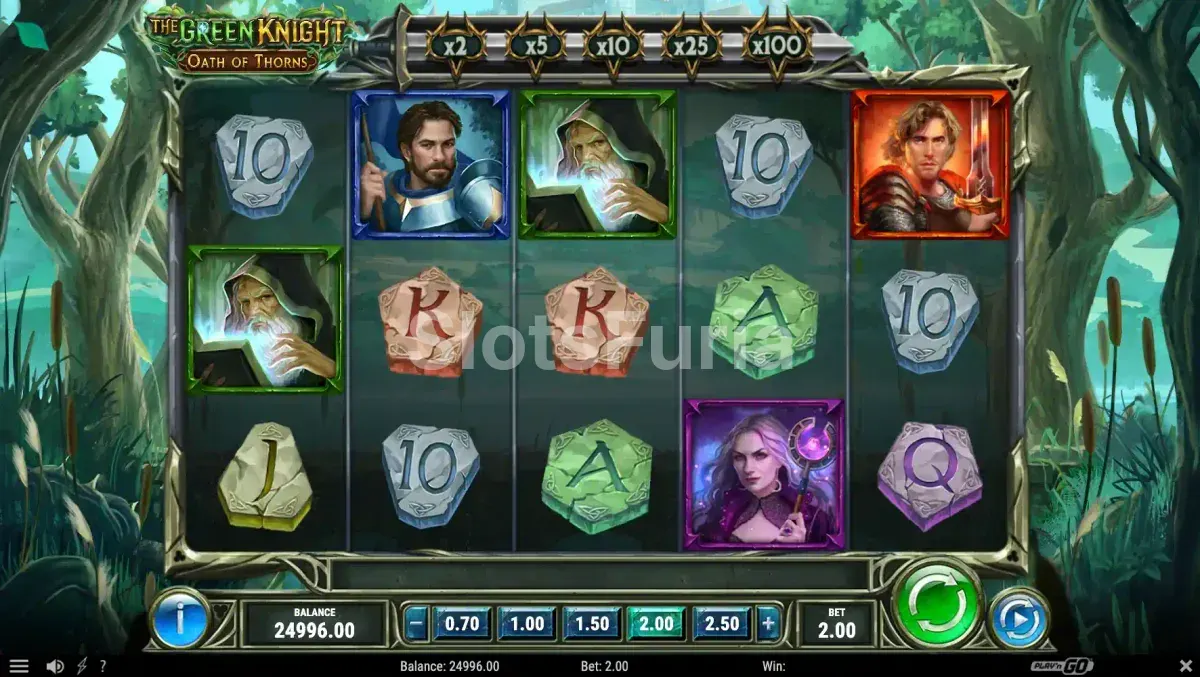 Segundo plano del juego base de The Green Knight Oath of Thorns con wilds en acción