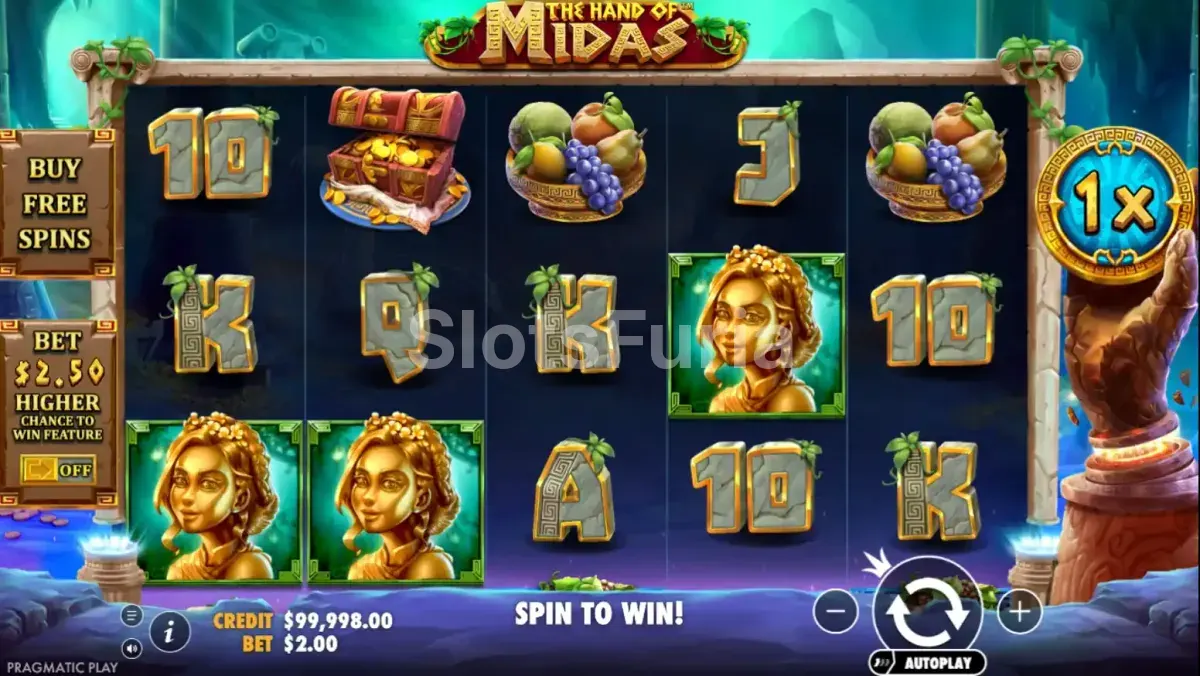 Pantalla principal del juego base de The Hand of Midas