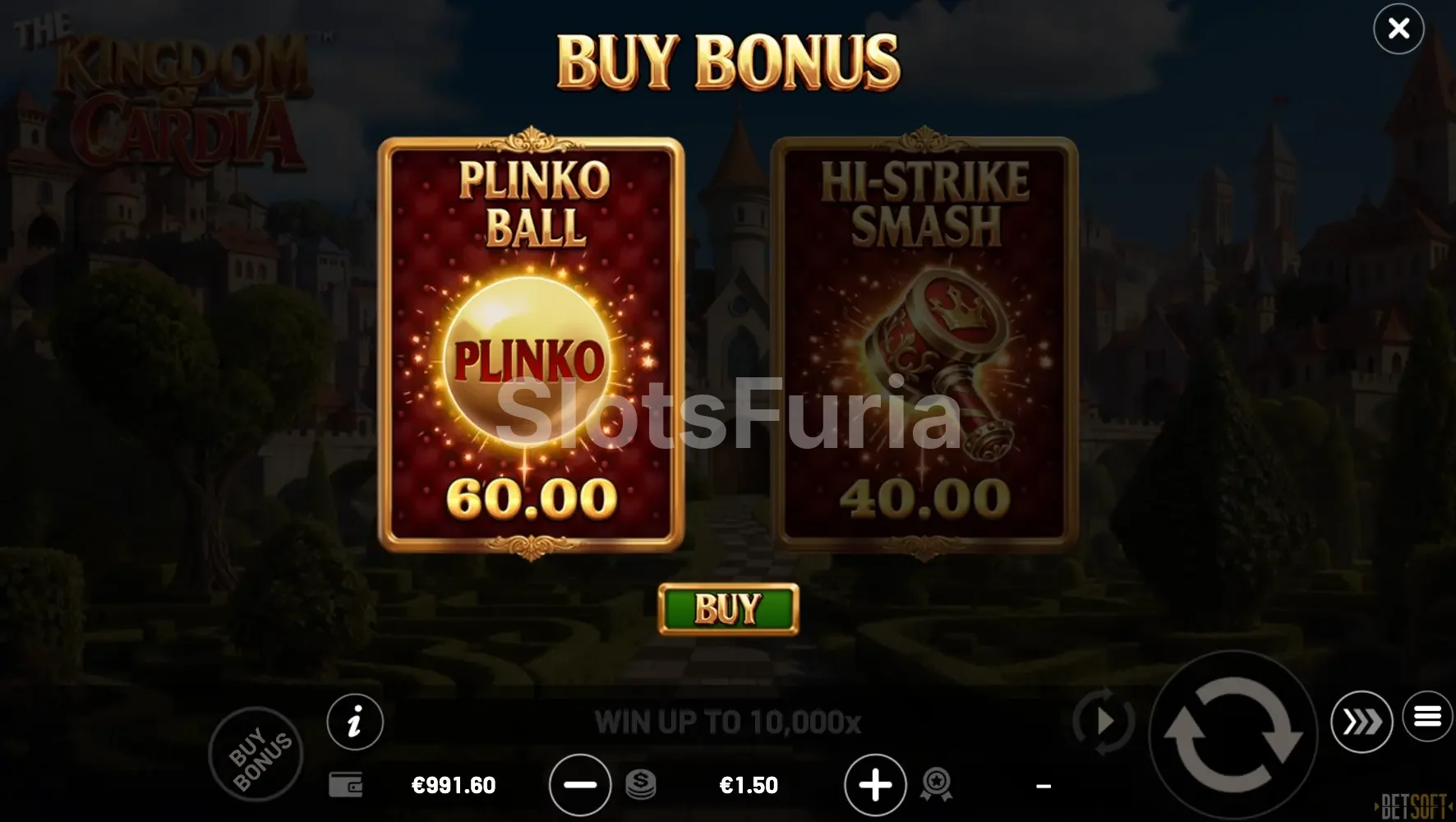 Función de compra de bonus en The Kingdom of Cardia con precios accesibles