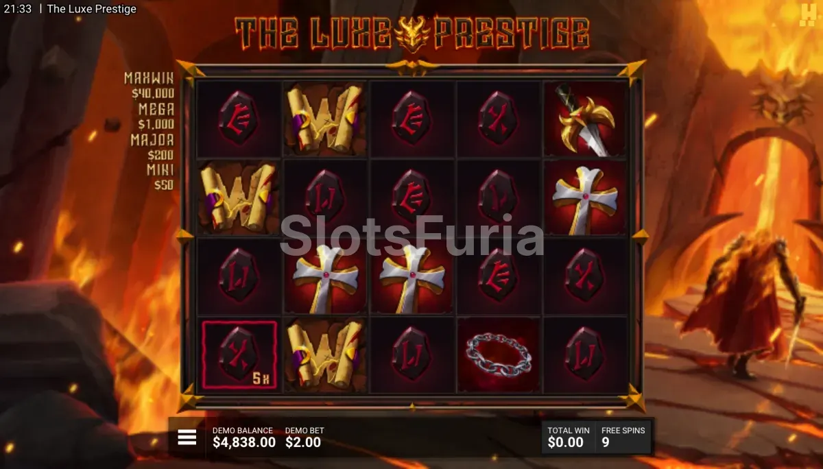 Ronda de giros gratis de The Luxe Prestige con marcos pegajosos