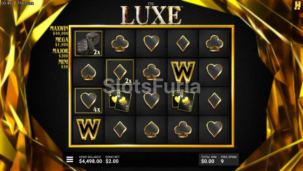 Ronda de giros gratis de The Luxe con Golden Frames en la grilla