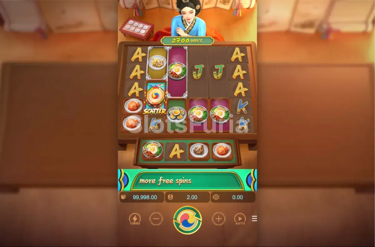 Juego base de The Queens Banquet con la cuadrícula de 6 rodillos