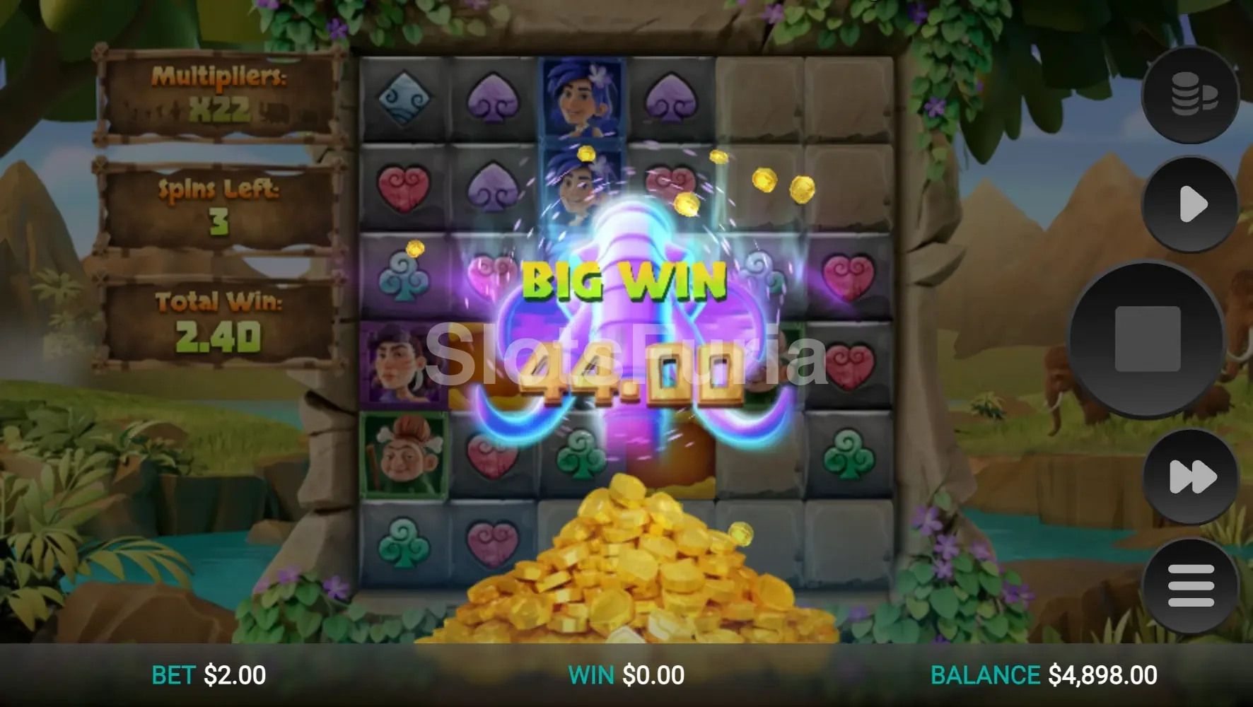 Gran victoria registrada en The Tumbles con multiplicador elevado