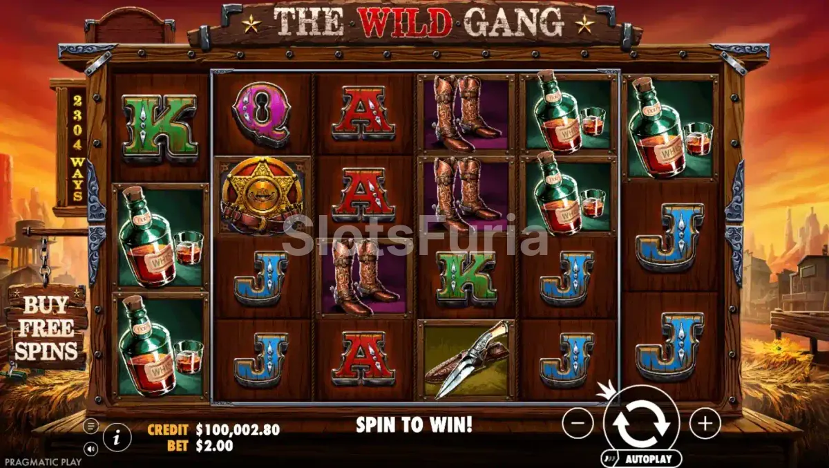 Pantalla principal del juego The Wild Gang en el tablero base