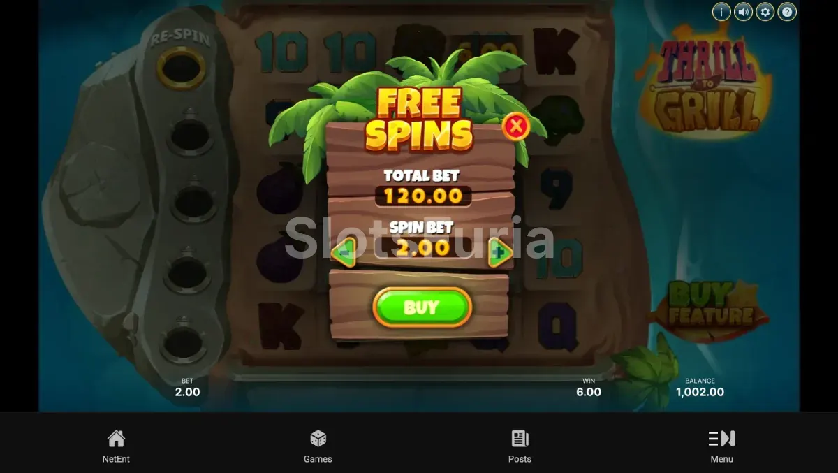 Opción de compra de bonus en Thrill to Grill