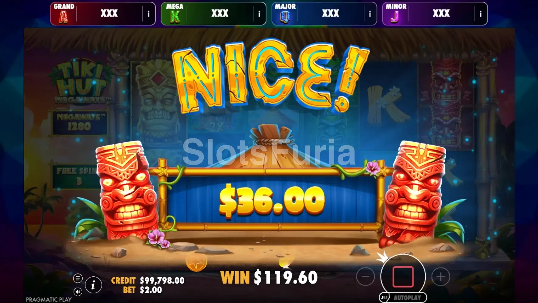 Gran victoria en Tiki Hut Megaways con contador de ganancias explosivo